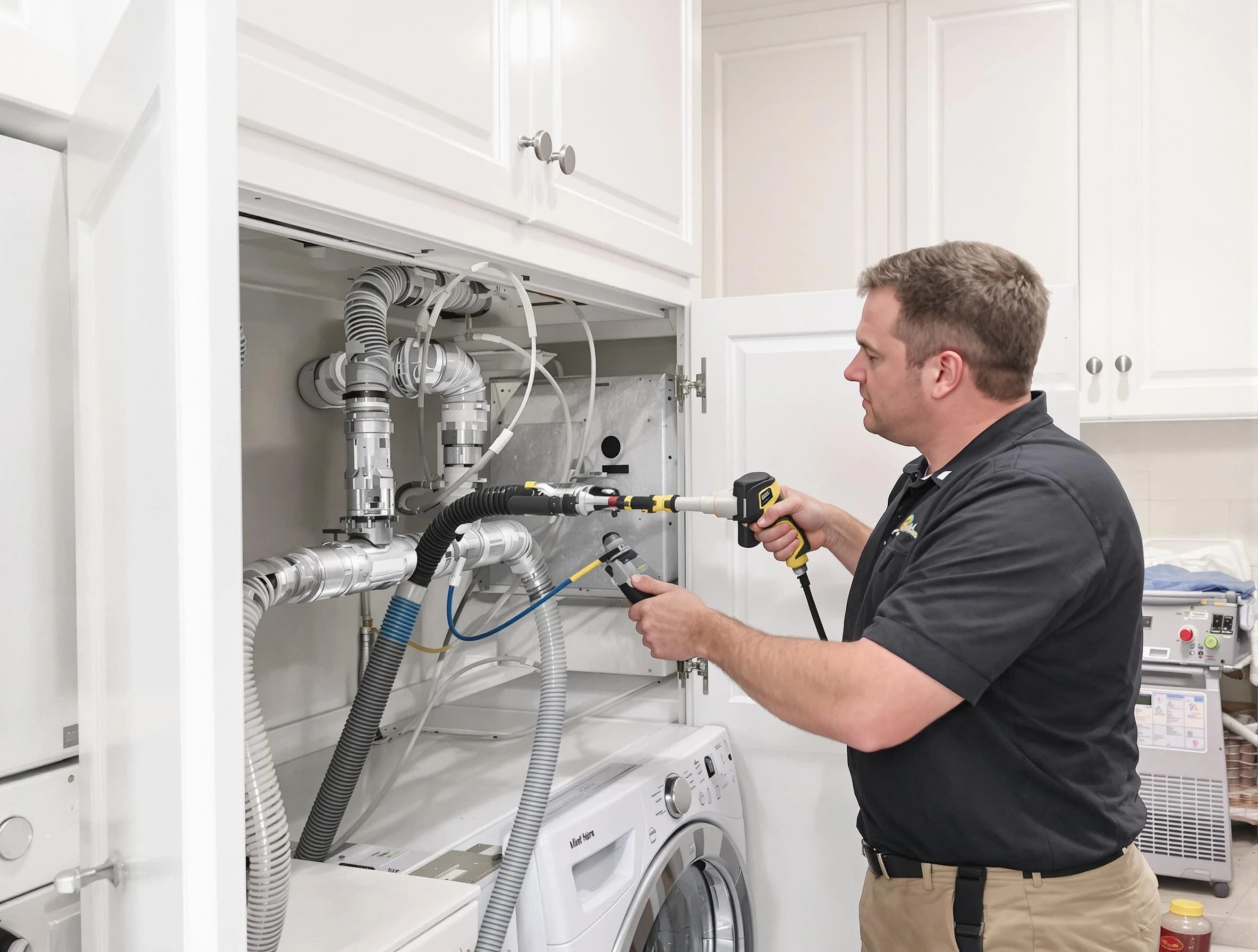 Duluth Dryer Vent Cleaning professional removing severe blockage from a clogged dryer vent in Duluth