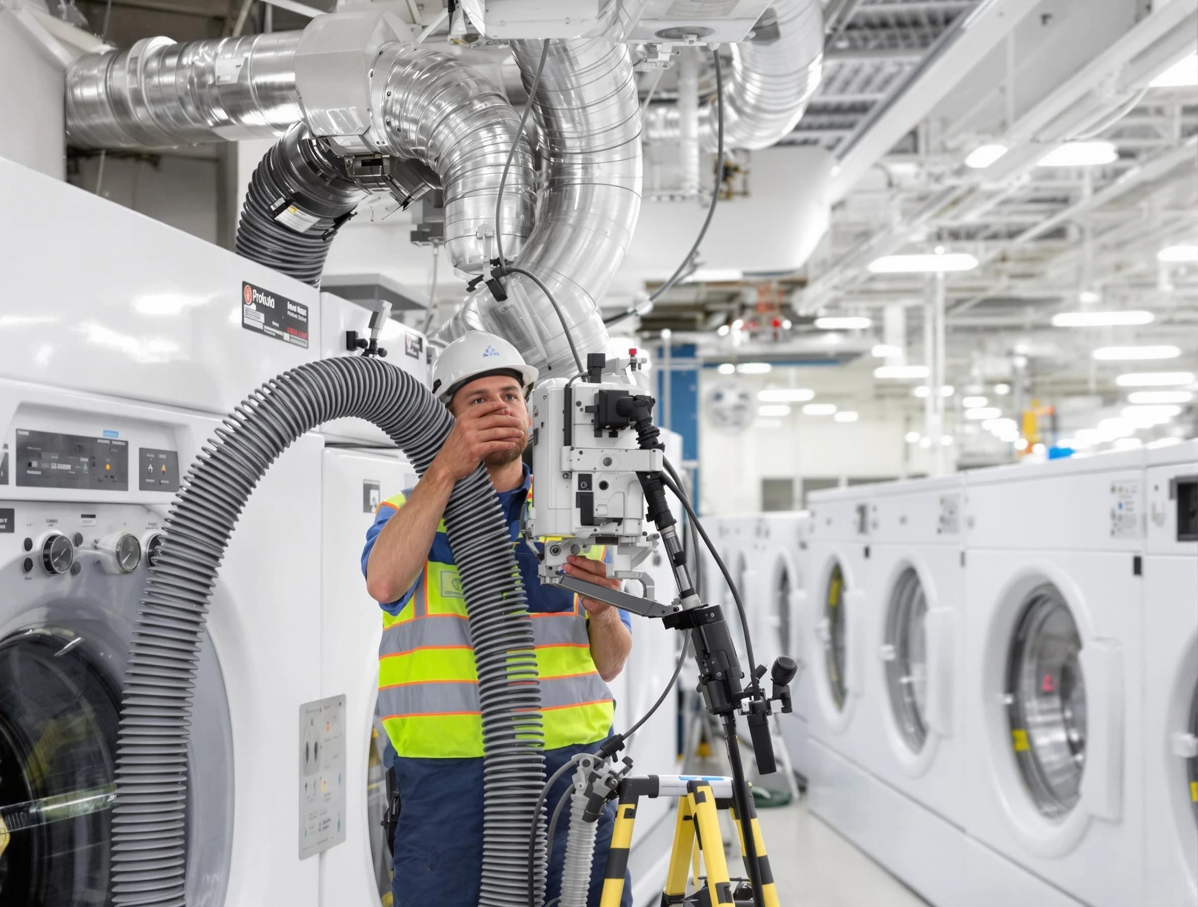 Duluth Dryer Vent Cleaning team performing commercial-grade dryer vent cleaning at a business facility in Duluth