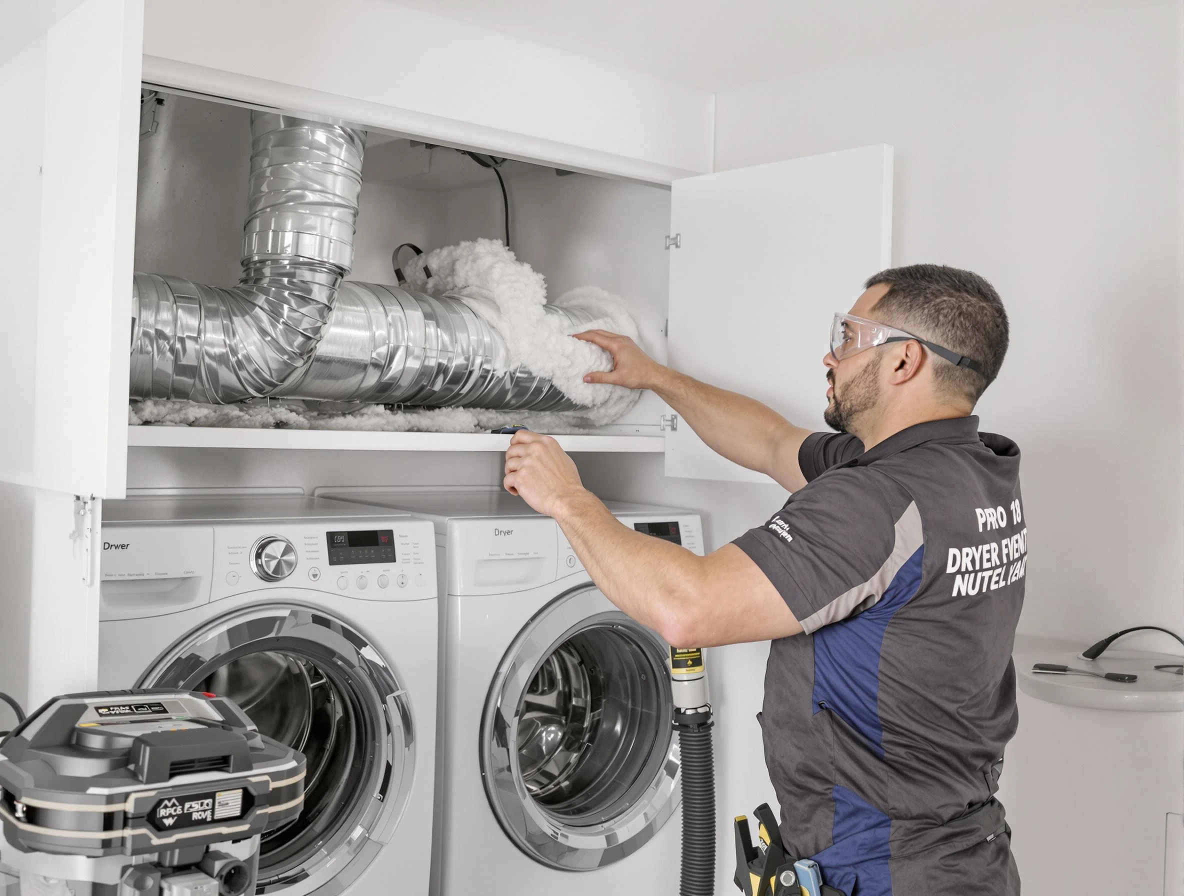 Duluth Dryer Vent Cleaning certified technician performing specialized gas dryer vent cleaning in Duluth