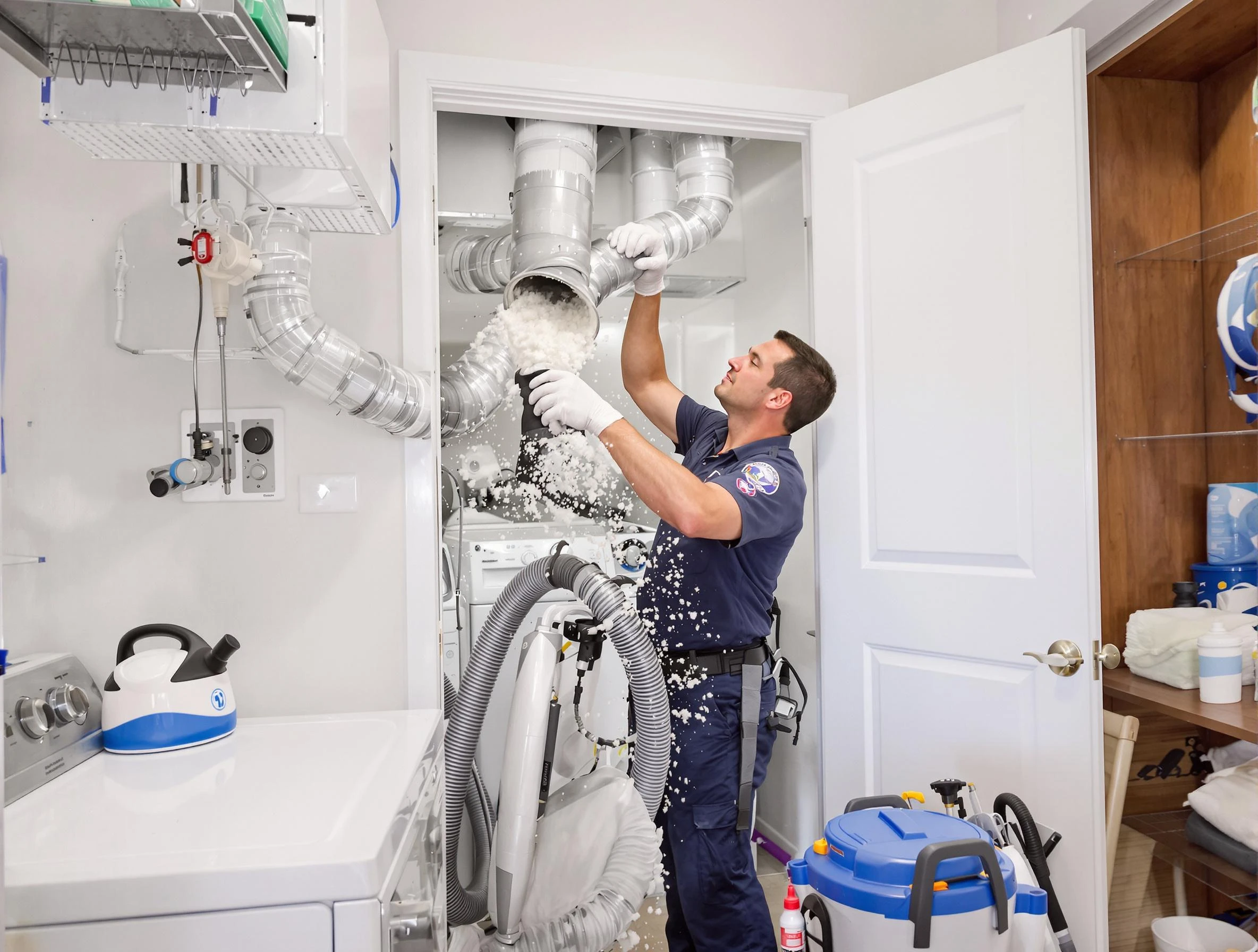 Duluth Dryer Vent Cleaning technician delivering thorough residential dryer vent cleaning service in Duluth